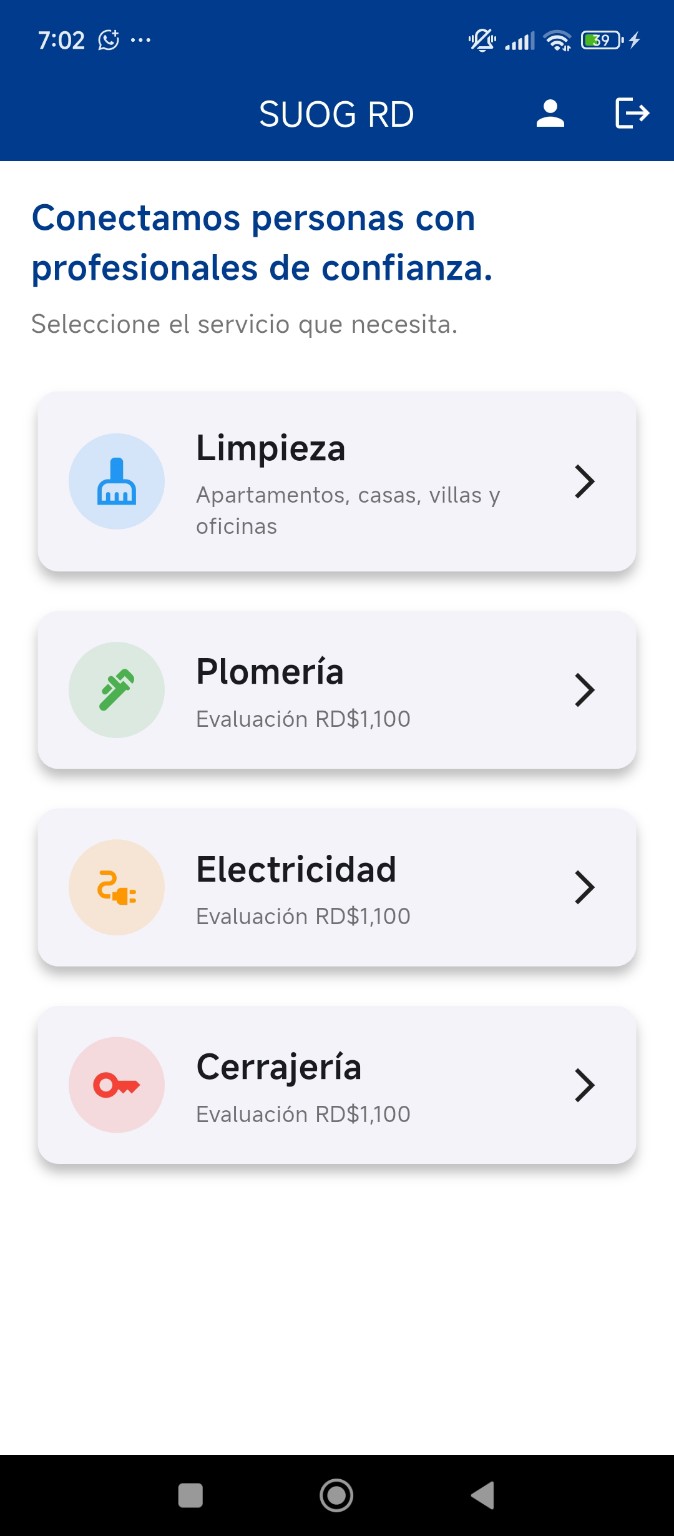 Servicios disponibles en SUOG RD